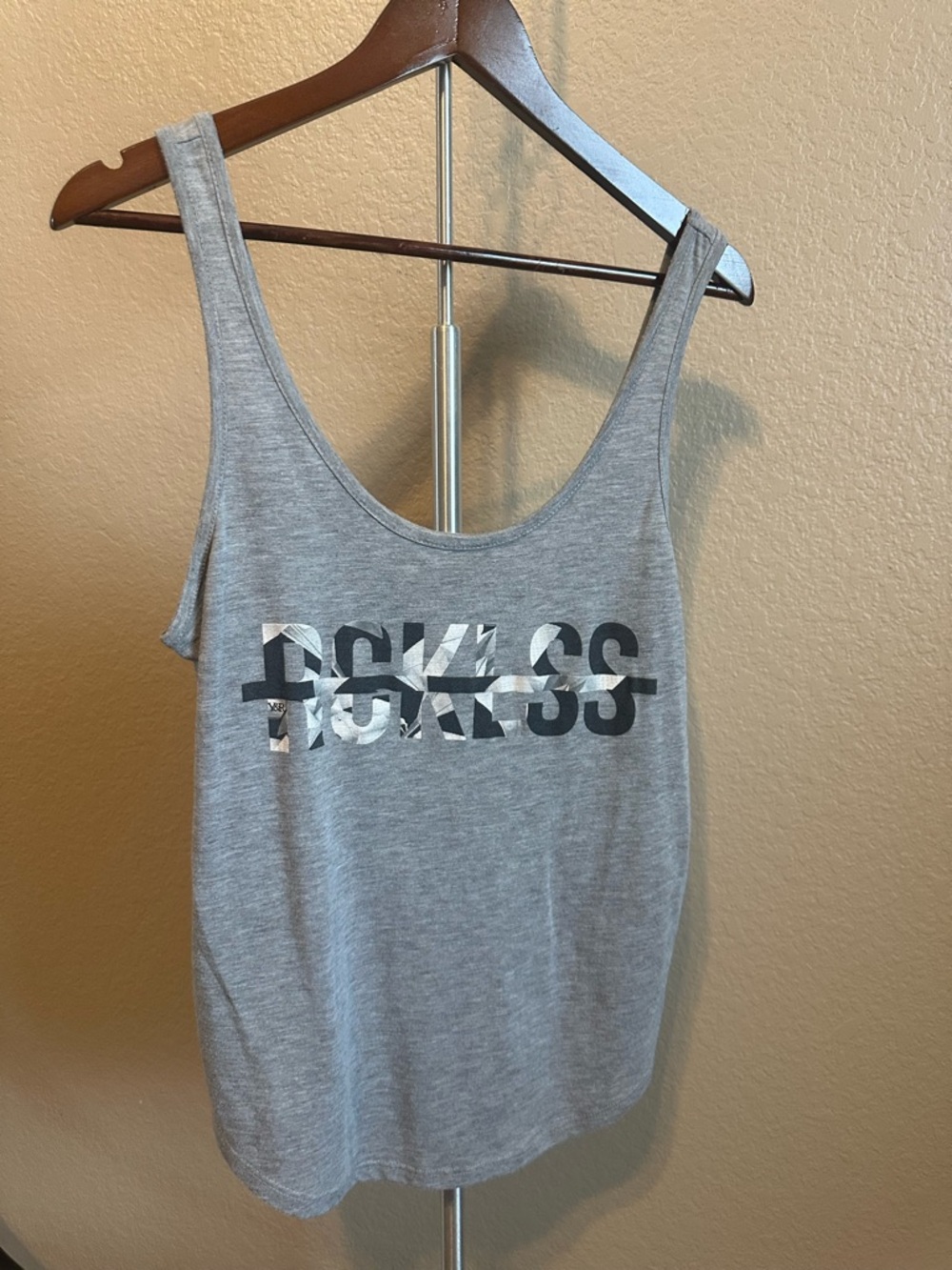Young & Reckless Gray Graphic Scoop Neck Tank